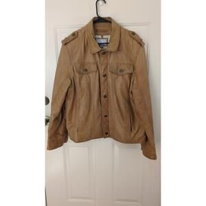 Vintage Wilsons Leather M. Julian Tan Mens XL Car Coat Jacket, Button Closure